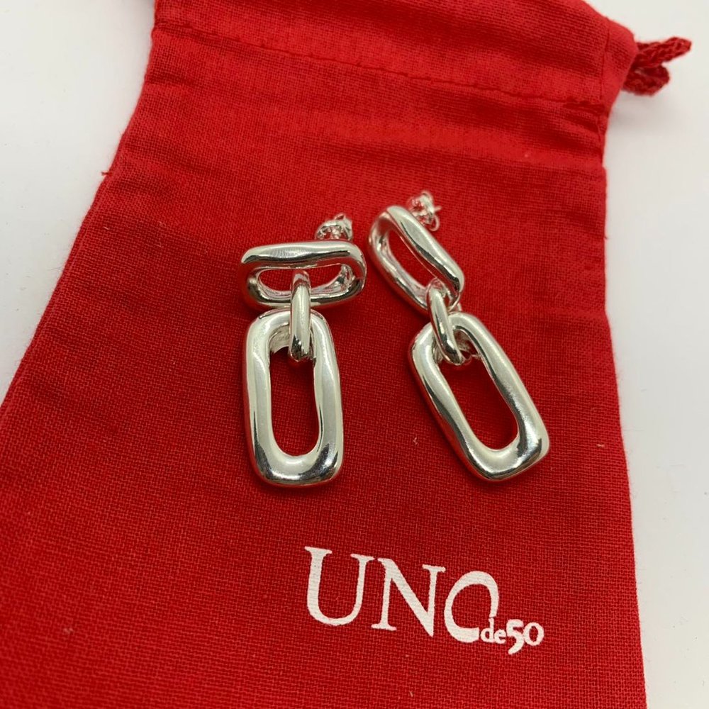 UNO de 50 Earrings DATE EARRINGS Silver Hoop Earrings Niche Jewelry Gift - Picture 9 of 9